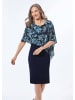 GOLDNER Elegantes Abendkleid mit Pailletten in marine / mykonosblau / geblümt