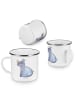 Mr. & Mrs. Panda Camping Emaille Tasse Einhorn Nashorn ohne Spruch in Weiß