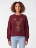 wat? Apparel Sweatshirt Floral Deer in Weinrot