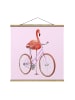 WALLART Stoffbild - Jonas Loose - Flamingo mit Fahrrad in Rosa