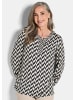 GOLDNER Kurzgröße:  Grafische Viskosebluse mit Rundhals in stein / schwarz / gemustert