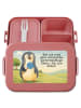 Mr. & Mrs. Panda Bento Box Pinguin Lolli Design mit Spruch in Rot Pastell