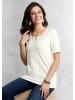 GOLDNER Elegantes Jerseyshirt mit Rundhals in cremeweiß
