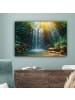 OnlyWow Leinwand Bilder Wasserfall Sonnenstrahlen