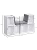 KADIMA DESIGN Regal-Sitzbank | Weiß, 101.5x61.5cm, 6 Fächer, Grau