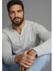 H.I.S. Henleyshirt in grau meliert-schwarz