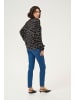 Kaffe Langarm-Bluse KAluna Regular fit in Black/Beige Abstract Print