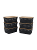 relaxdays 6 x Aufbewahrungsbox in Schwarz/ Natur – (B)25,5 x (H)10,5 x (T)18 cm