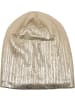 styleBREAKER Feinstrick Beanie Mütze in Beige / Silber