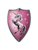 Bestsaller Ritterschild Unicorn mit Einhorn Motiv, 2 Ledergriffe, Holz, 49 x 32 cm in Pink