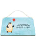 Mr. & Mrs. Panda Wandbild Holz Pinguin Luftballon mit Spruch in Eisblau