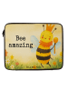 Mr. & Mrs. Panda Laptop Sleeve Biene König Design mit Spruch in Weiß