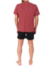 NORMANN Kurzarm Schlafanzug Shorty Pyjama Minimalprint in rot