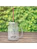 Mr. & Mrs. Panda Trinkglas Mason Jar Einhorn Fitness mit Spruch in Transparent