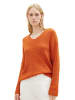 Tom Tailor Strickpullover Ripp Knit V-Neck Pullover in Orange