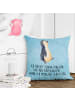 Mr. & Mrs. Panda 40x40 Kissen Pinguin mHerzieren mit Spruch in Eisblau