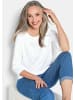 GOLDNER Kurzgröße:  Langarmshirt Basic Shirt mit U-Boot-Ausschnitt in cremeweiß