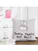 Mr. & Mrs. Panda Kopfkissen Pinguin Beste Tante der Welt mit Spruch in Grau Pastell