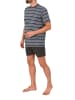 NORMANN Kurzarm Schlafanzug Shorty Pyjama Streifen in blau