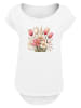 F4NT4STIC Long Cut T-Shirt Rosa weißer Frühlingsblumenstrauß in weiß