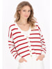 DreiMaster Women Cardigan in offwhite red stripe