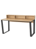 home24 home24 Schreibtisch aus Holzwerkstoff und Metall in Schwarz / Braun - 80 x 160 x 80 cm in Eiche Dekor / Schwarz