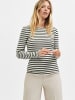 SELECTED FEMME Dünnes Basic Langarm Shirt SLFANNA in Weiß-Grün