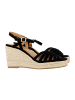 Divine Factory Sandalen mit Keilabsatz und Riemchen Schwarz