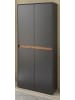 Furn.Design Schuhschrank grau matt, Eiche Wotan 85 x 195 cm, Flurschrank 4-türig