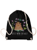 Mr. & Mrs. Panda Beutel Rucksack Bär Königin mit Spruch in Schwarz
