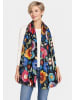 Faera Schal Blumenprint Kurze Fransen Weicher Fall in Schwarz