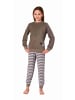 NORMANN langarm Frottee Schlafanzug Pyjama Bündchen - 77126 in grau