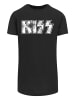 F4NT4STIC Long Cut T-Shirt Kiss Rock Band Vintage Logo in schwarz