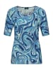 GOLDNER Kurzgröße:  Baumwollshirt mit organischem Muster in blau / hellblau / türkis / gemustert