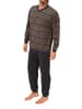 NORMANN Langarm Schlafanzug Frottee Stretch Pyjama Bündchen - 86854 in dunkelgrau