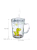 relaxdays 4 x Kindertrinkglas "Dino" in Transparent - 400 ml