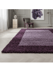 KADIMA DESIGN Teppich Hochflor Shaggy Waschbar Bordüre RHEIN Strapazierfähig in Violett