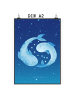 Mr. & Mrs. Panda Bild Sternzeichen Fische ohne Spruch in Sternenhimmel Blau