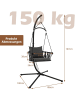 COSTWAY Hängesessel mit Gestell & Aufhängegurt bis 150kg in Grau