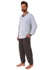 NORMANN Pyjama Schlafanzug langarm Bündchen Karo - 67943 in Grau