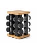 relaxdays Gewürzkarussell "12 Gläser" in Natur/ Schwarz - (B)18,5 x (H)21 x (T)18,5 cm