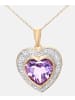 Diamant L'éternel Halskette mit Anhänger aus 375 Gelbgold mit Diamant mit Amethyst Herz-Design ...