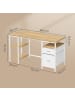 VASAGLE Computertisch Barnet in Eichenfarben-Weiß - (B)140 x (H)76 x (T)60 cm