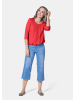 GOLDNER Kurzgröße:  Blusenshirt Chiffon-Shirt mit 3/4-Arm, Rundhals in rot