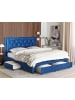 Beliani Doppelbett LIEVIN in Blau - (W) 185 x (H) 122 x (L) 217 cm