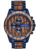 Holzkern Herren-Chronograph Quarz Gareth Zebrano Braun / Blau