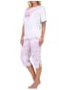 NORMANN Kurzarm Capri Schlafanzug Pyjama Herz Katzenmotiv 125 204 360 in rosa