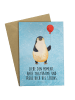 Mr. & Mrs. Panda Grußkarte Pinguin Luftballon mit Spruch in Eisblau