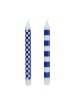 Butlers Stabkerze ART BOUGIE Checker 2er-Set in Weiß / Blau
