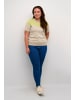KAFFE curve Strickpullover KCmaji Regular fit in Sand Melange/Lime Half Stripe